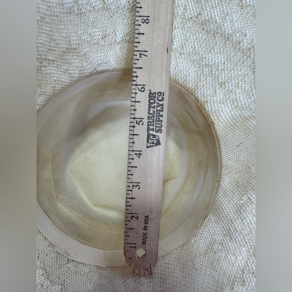 Vintage Ivory Ribbon Brim Church Derby Hat Bow Accent Textured Brim - Picture 16 of 16